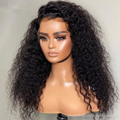 Wholesale Water Wave Raw Remy Glueless Lace Front Natural Color Pre Plucked 360 Deep Curly Lace Closure Frontal Human Hair Wigs